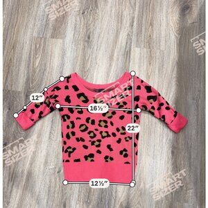 T/O Sweaters Pink Leopard Animal Print Knit Sweater Small 3/4 Sleeve Scoop Neck